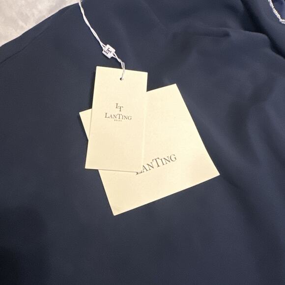 LT LanTing Bride Blouse Navy Blue Mother Bride/Groom Wedding Beaded Neck Hi-Low - Picture 6 of 16